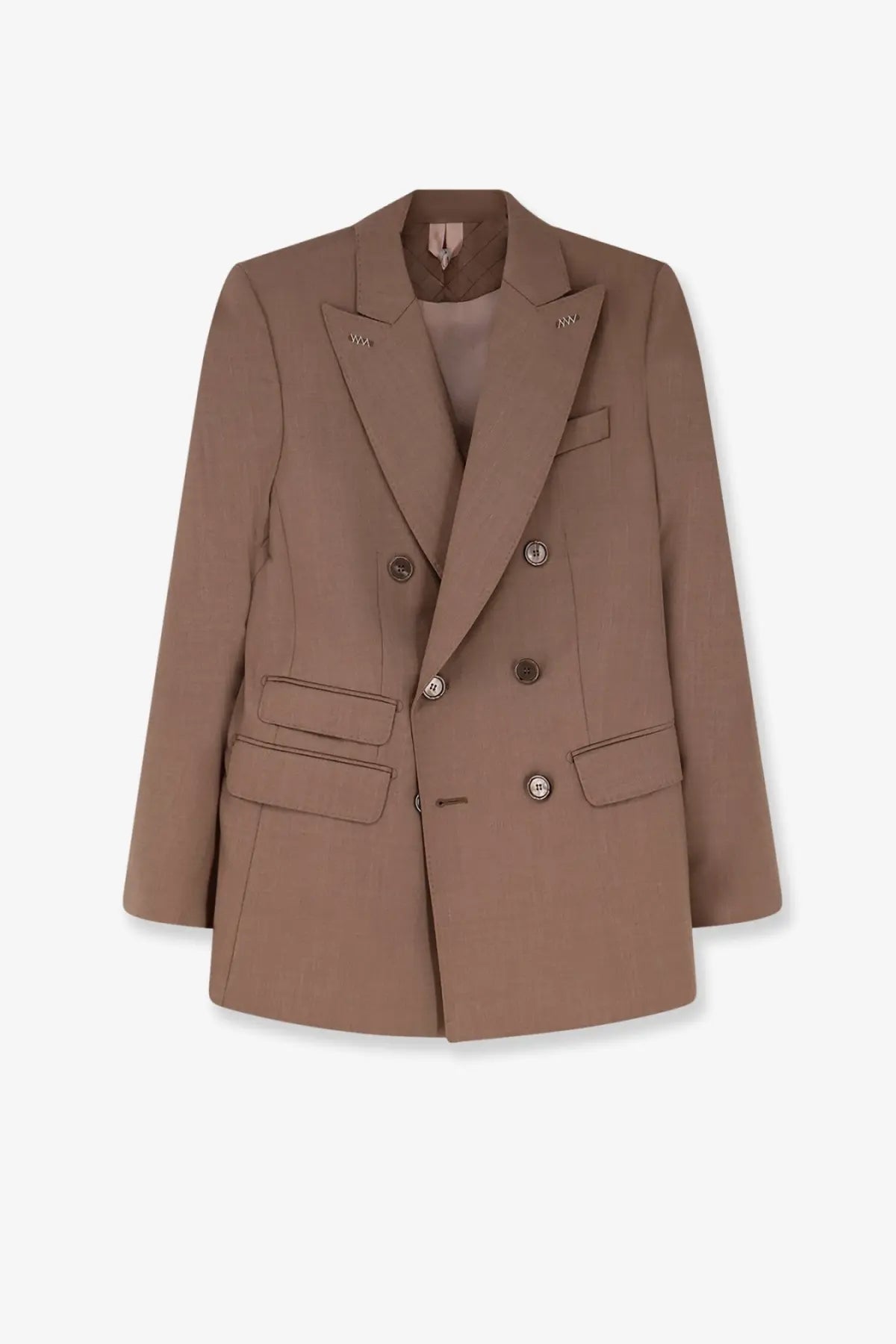 Max mara women’s mxmcupola virgin wool blazer beige with structured double-breasted design and flap pockets