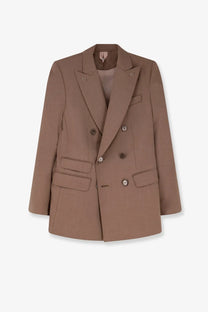 Max mara women’s mxmcupola virgin wool blazer beige with structured double-breasted design and flap pockets