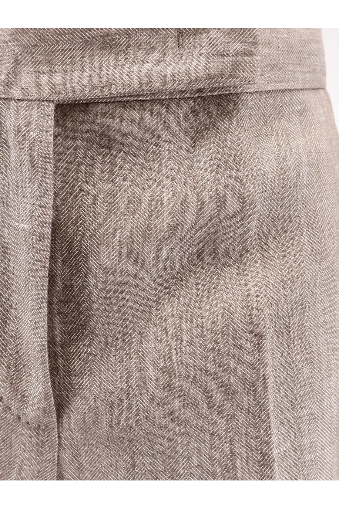 Beige herringbone linen trousers with tailored waistband from max mara womens mxmdeserto collection
