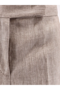Beige herringbone linen trousers with tailored waistband from max mara womens mxmdeserto collection