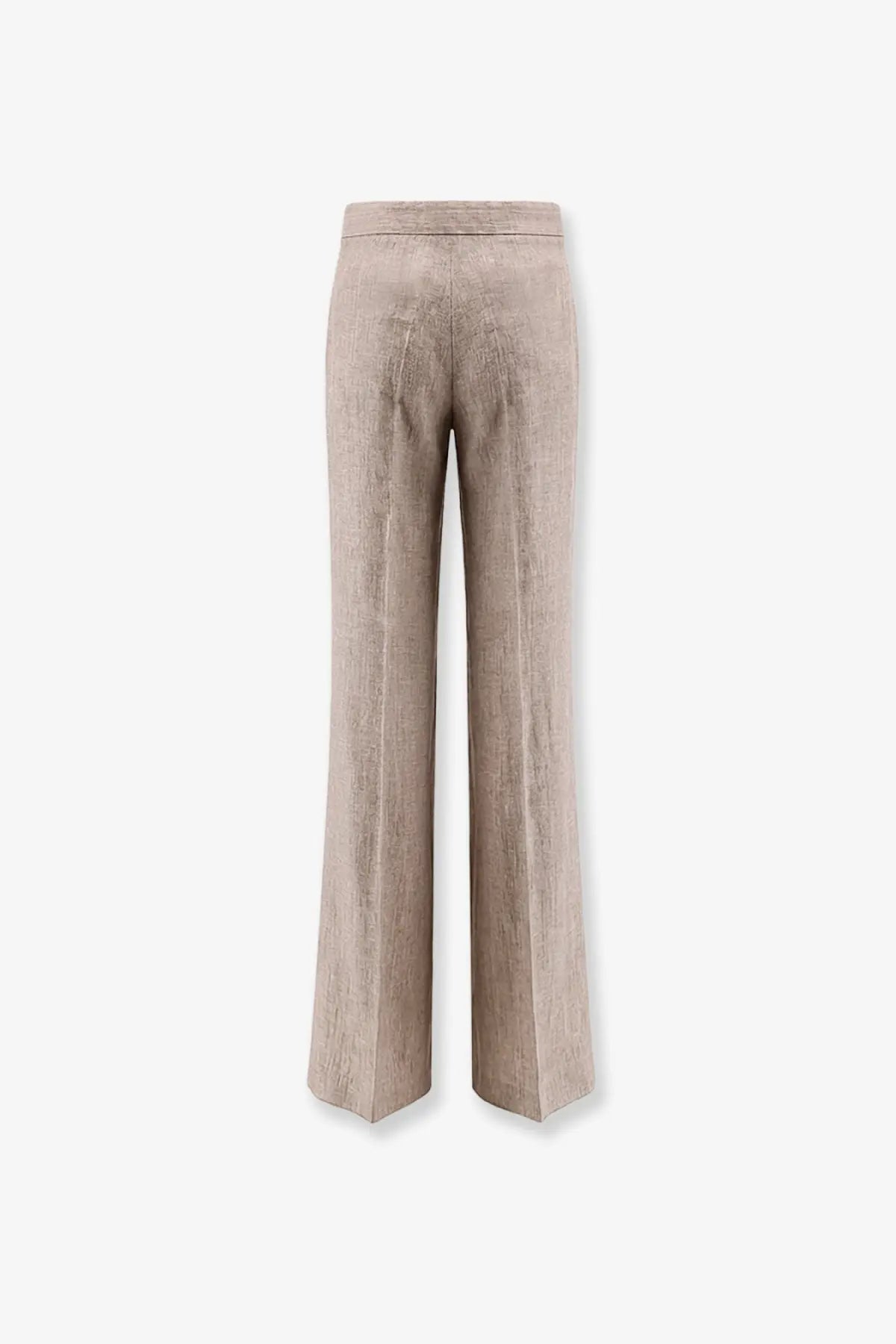 Max mara women’s mxmdeserto beige linen trousers with wide-leg fit and subtle textured pattern