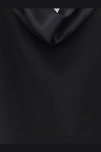 Max Mara women’s mxmeaere long dress black in black satin with a smooth glossy finish and soft draping fabric