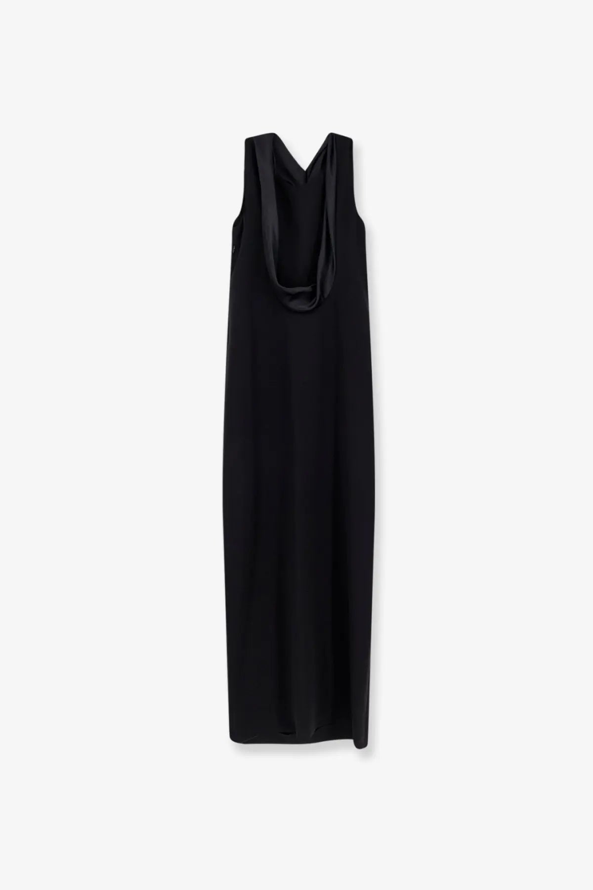 Max Mara women’s mxmeaere long black sleeveless maxi dress with draped v-neckline and smooth flowing fabric