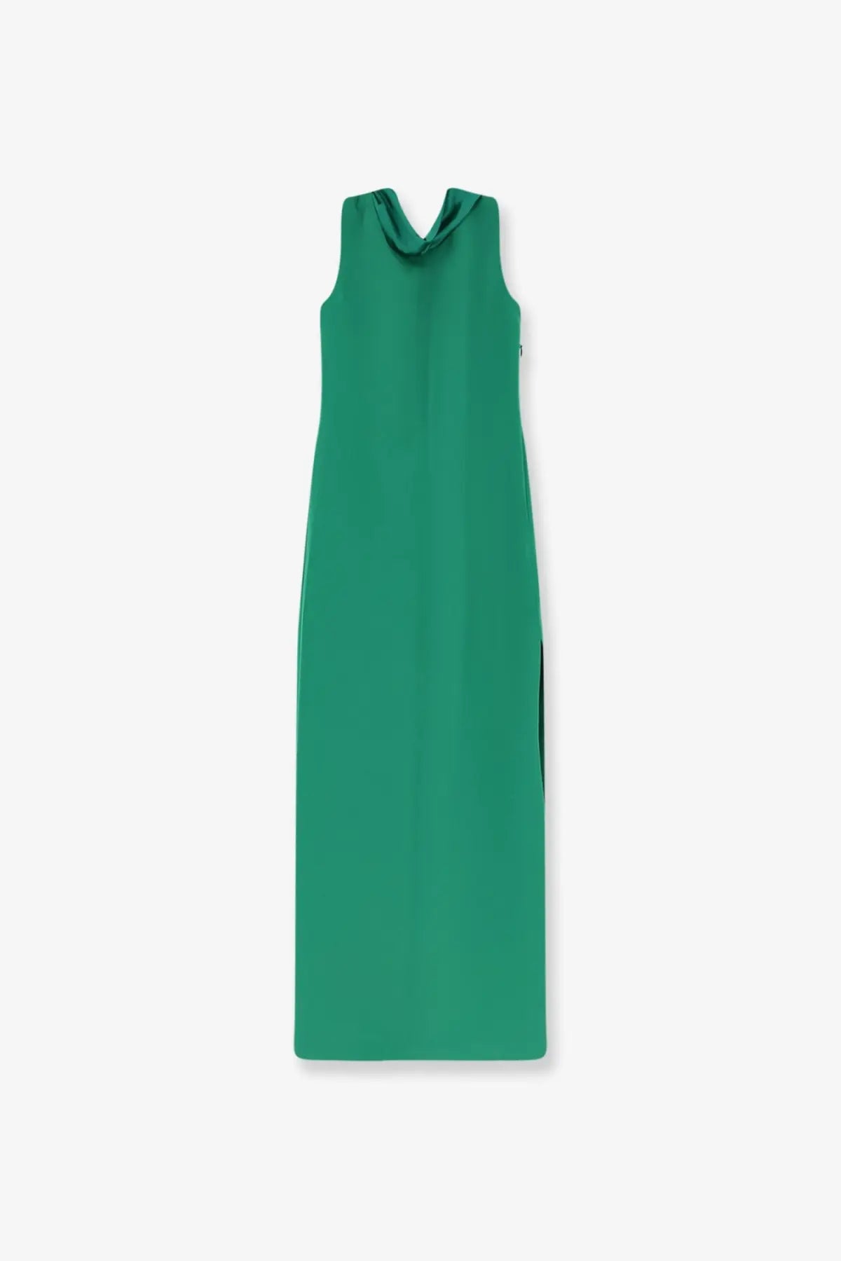 Max mara women’s mxmeaere long dress green sleek emerald green sleeveless maxi dress with draped cowl neckline and side slit