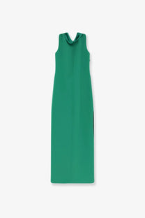 Max mara women’s mxmeaere long dress green sleek emerald green sleeveless maxi dress with draped cowl neckline and side slit