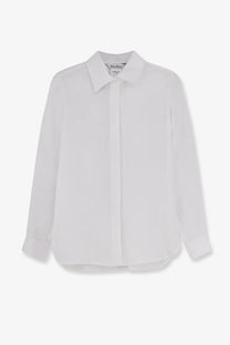 Max mara women’s mxmfalasco linen shirt white with crisp white long sleeves classic collar and subtle front pleats