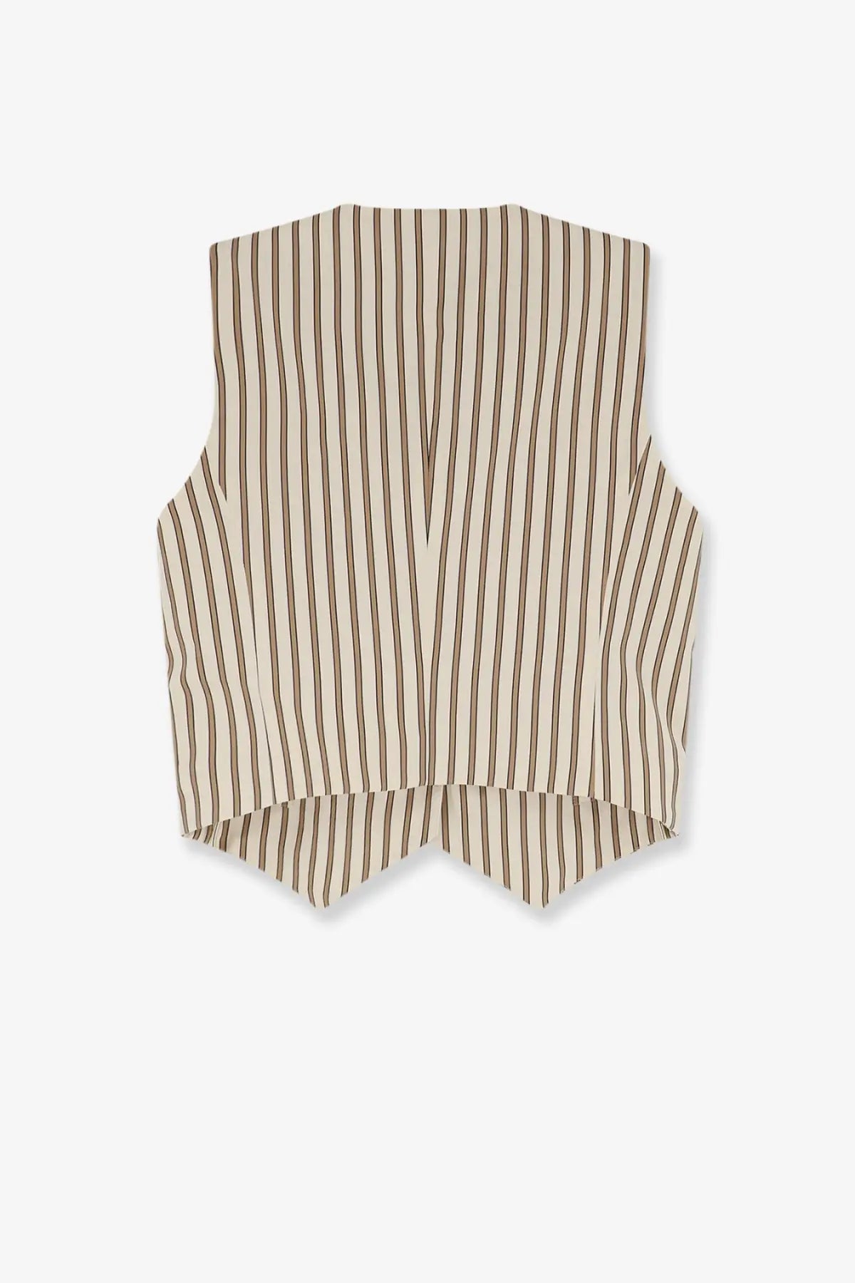 Max Mara women’s mxmfauno sleeveless vest in beige with brown vertical stripes made of cotton and silk with tailored fit