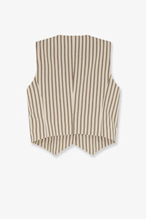Max Mara women’s mxmfauno sleeveless vest in beige with brown vertical stripes made of cotton and silk with tailored fit