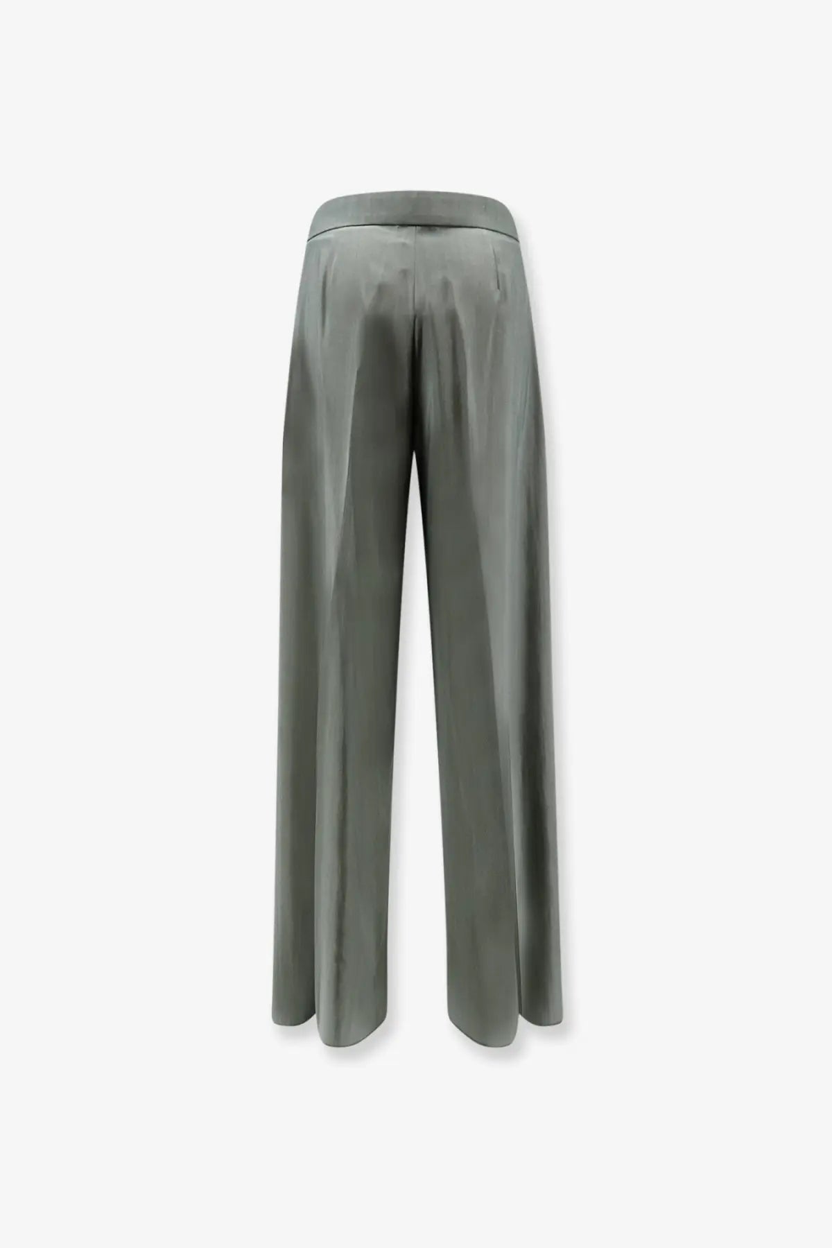 Max mara women’s mxmgiallo silk-gray wide-leg trousers in virgin wool and silk with smooth flowing drape and back pleats