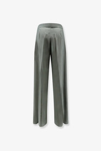 Max mara women’s mxmgiallo silk-gray wide-leg trousers in virgin wool and silk with smooth flowing drape and back pleats