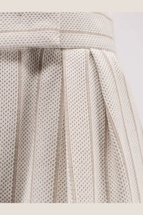 Max mara women’s mxmosso cotton trousers in white with pleated textured woven fabric and subtle vertical stitching