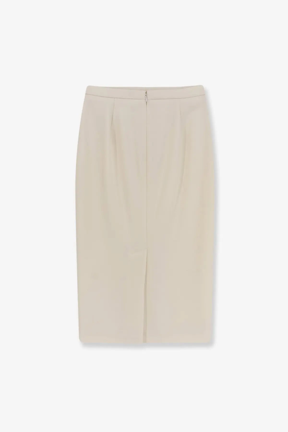 Max Mara women’s mxmotre beige pleated midi skirt with sleek tailored fit stretch virgin wool and front zipper detail
