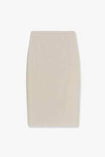 Max Mara women’s mxmotre stretch virgin wool beige pencil skirt with a smooth, form-fitting silhouette