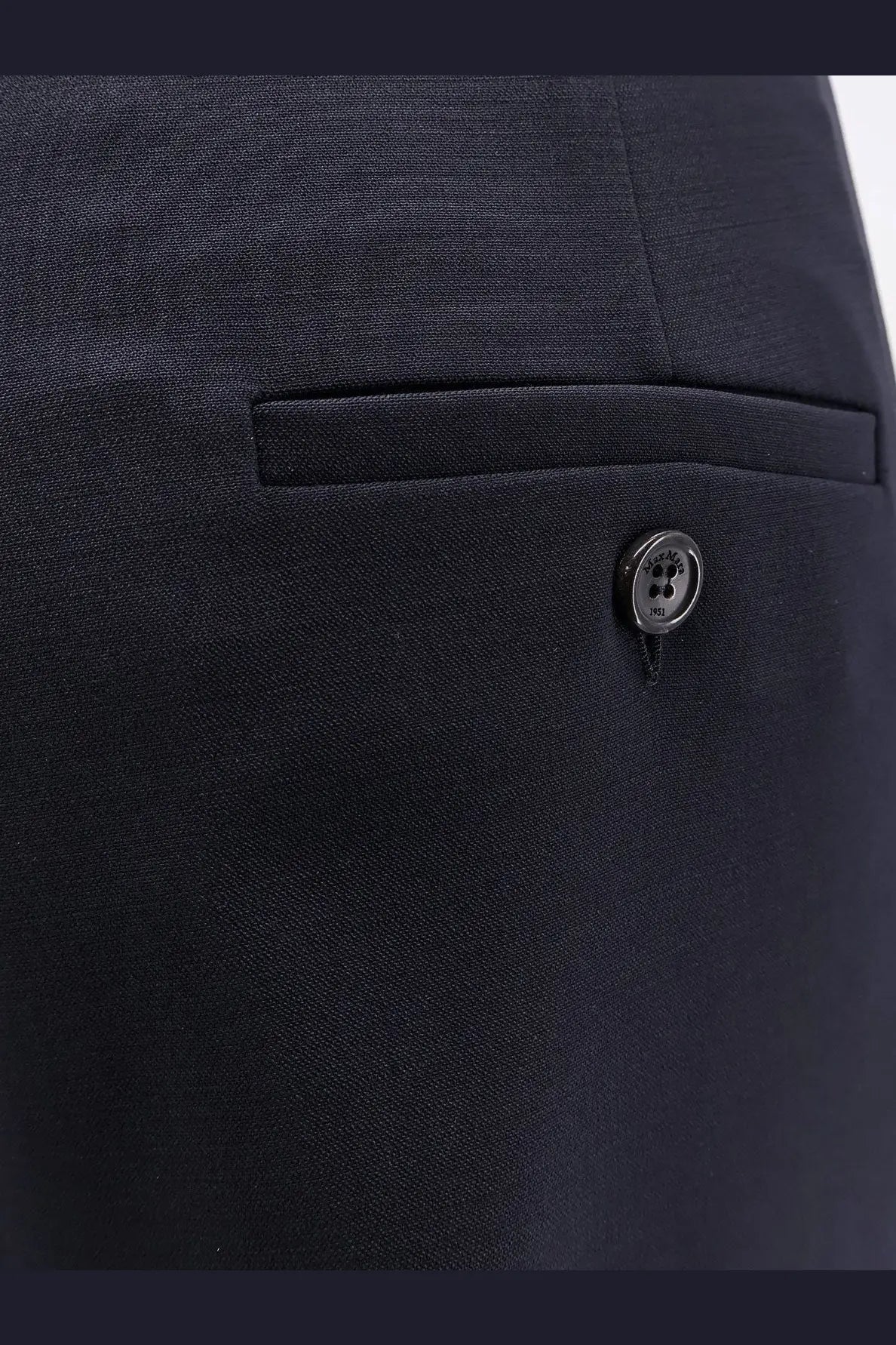 Black textured suit pant with a subtle woven pattern and minimalist design from max mara virgin wool trousers blue