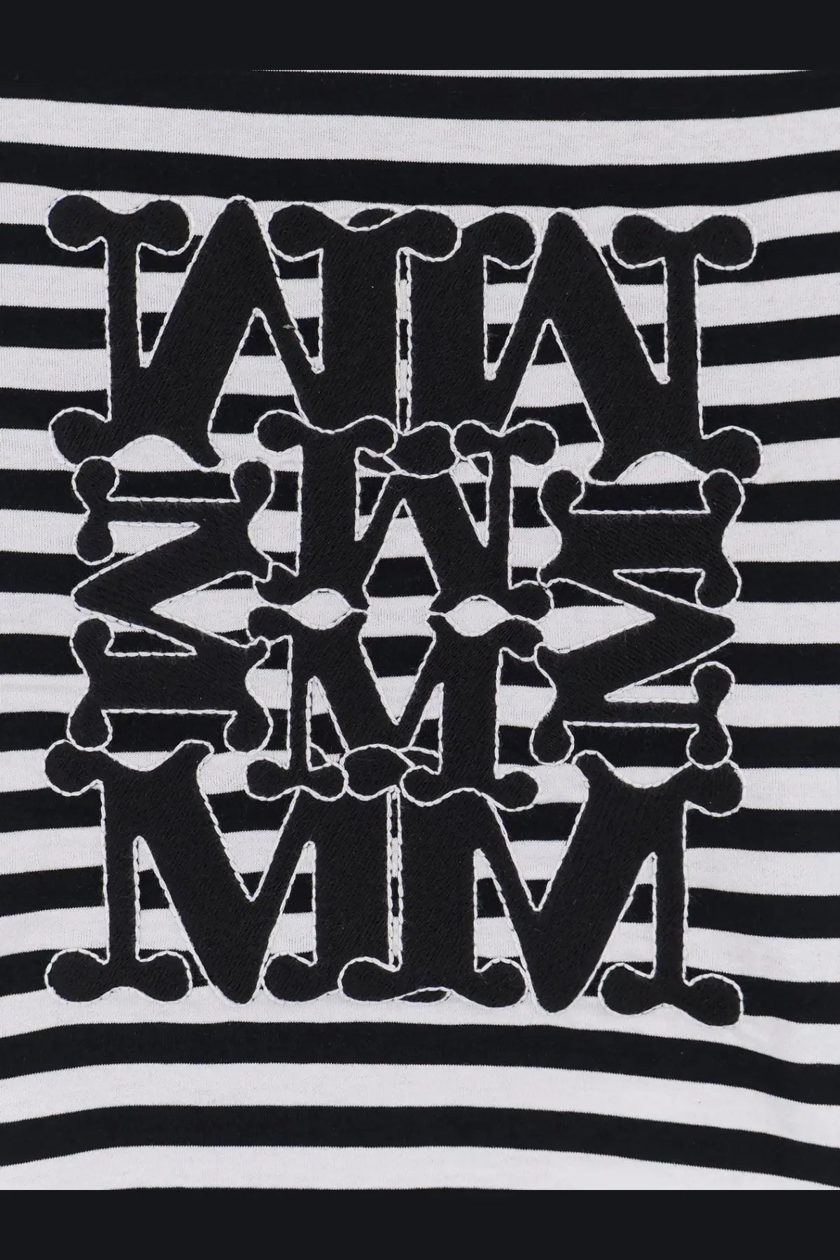 Max mara women’s mxmruta cotton shirt in black with black and white striped fabric and bone-like mm lettering design