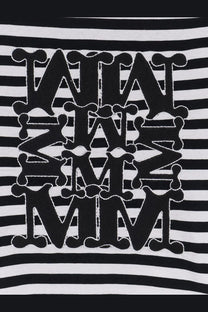 Max mara women’s mxmruta cotton shirt in black with black and white striped fabric and bone-like mm lettering design