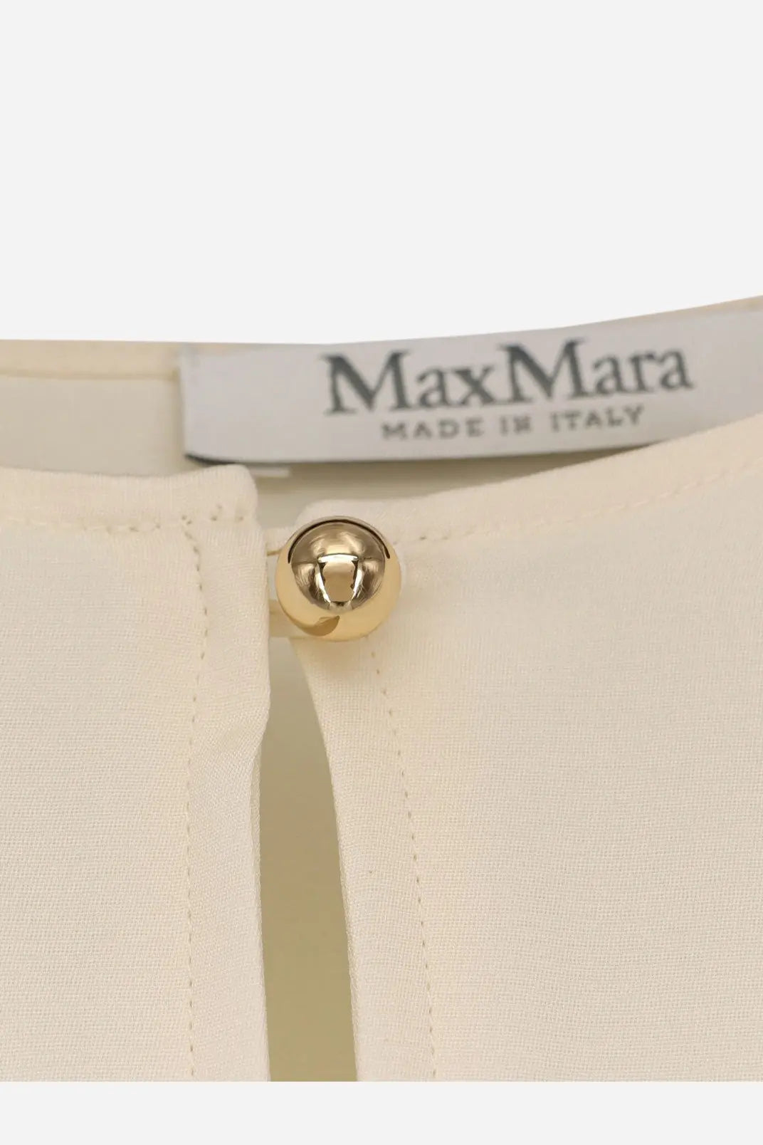 Max Mara women’s mxpmitico stretch silk cream shirt dress with gold toned button closure