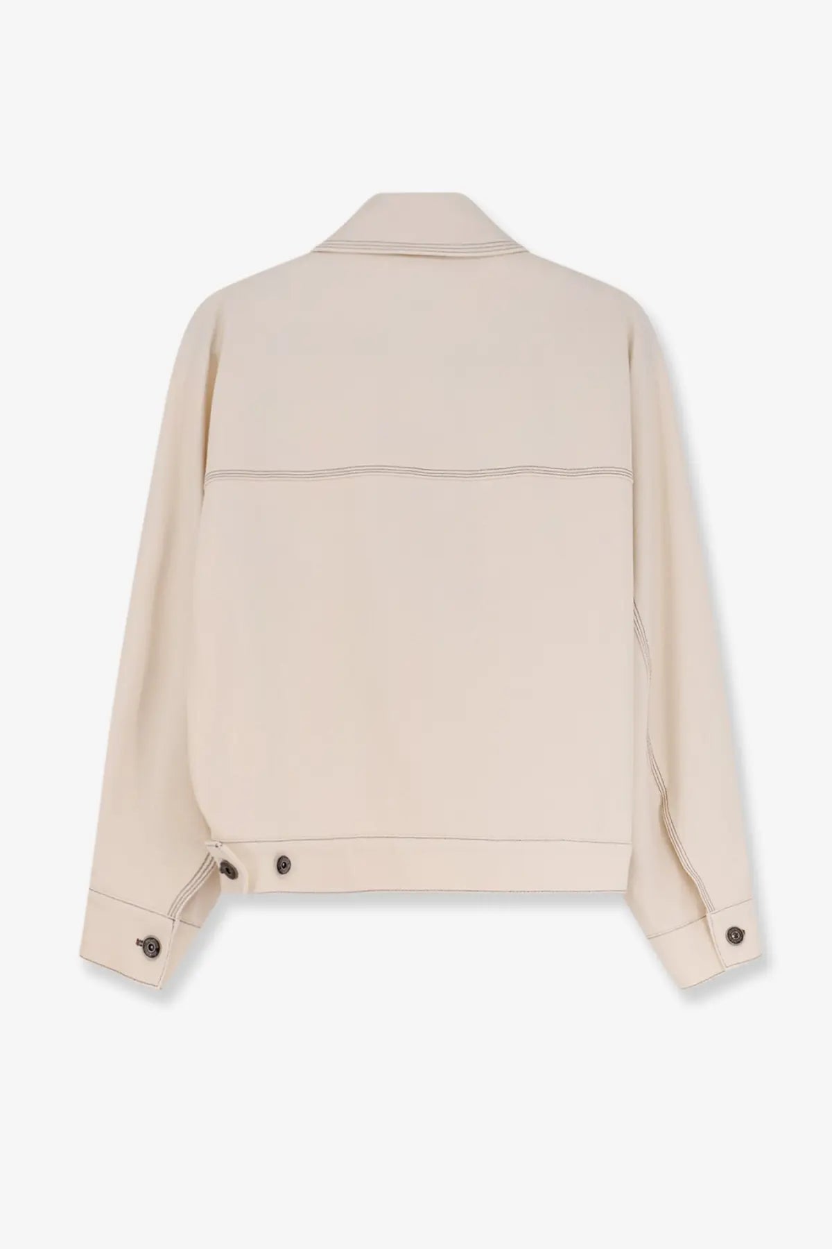 Beige cropped max mara women’s mxpnettare jersey jacket with subtle stitching and dark metal buttons