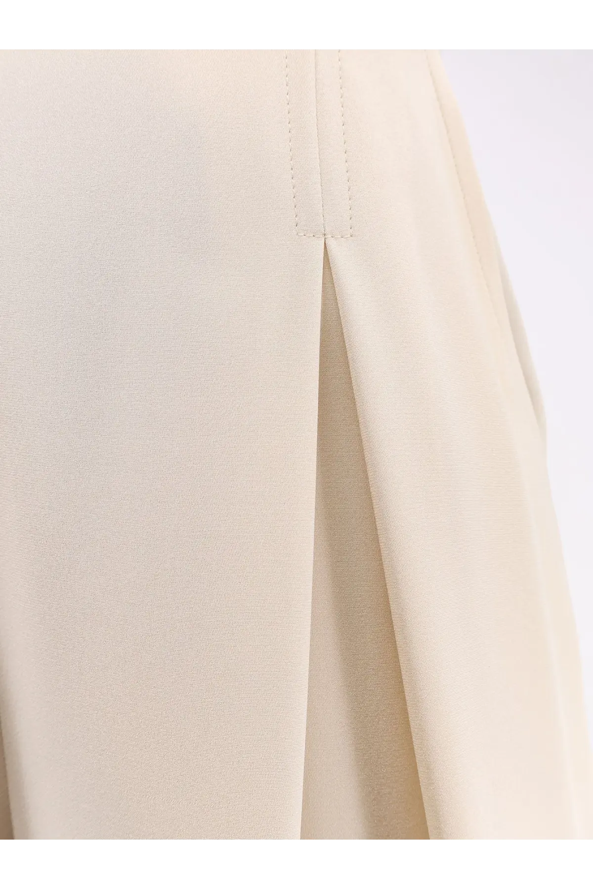 Cream-colored max mara women’s mxppalude silk trousers with pleated lightweight fabric and subtle vertical seams