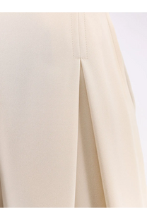 Cream-colored max mara women’s mxppalude silk trousers with pleated lightweight fabric and subtle vertical seams
