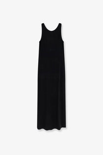 Max Mara women’s Mxppania black sleeveless maxi dress with a simple flowing silhouette made of stretch viscose