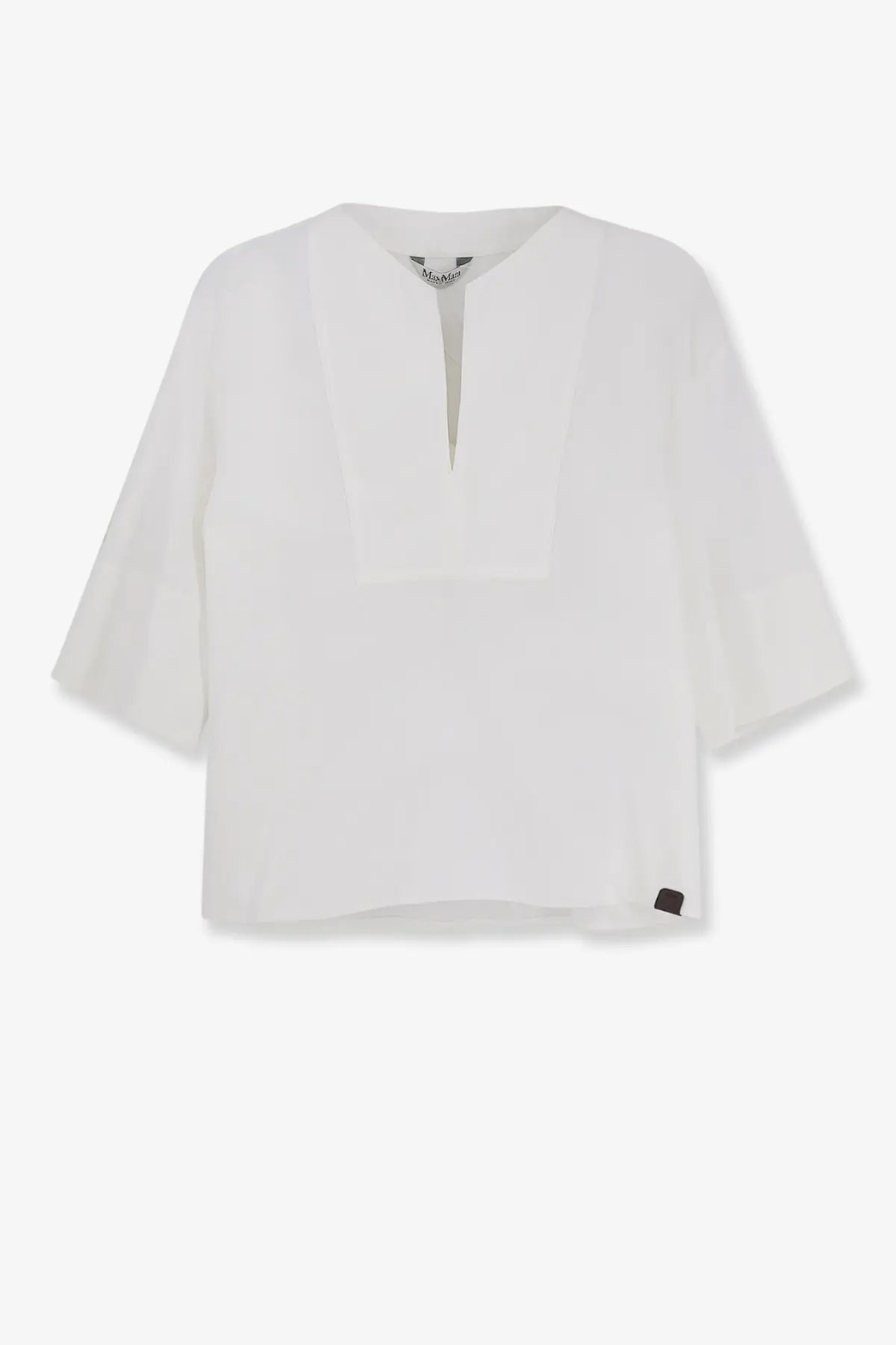 White max mara women’s mxpsospiro blouse with linen viscosa fabric three quarter sleeves and subtle sheen