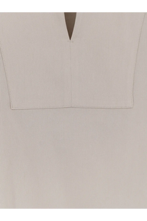 Max mara womens mxpsospiro beige linen and viscose shirt with minimalist v-neckline and precise seam stitching