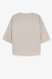 Beige oversized short sleeved linen and viscose shirt with relaxed fit and subtle back pleats by max mara women’s mxpsospiro