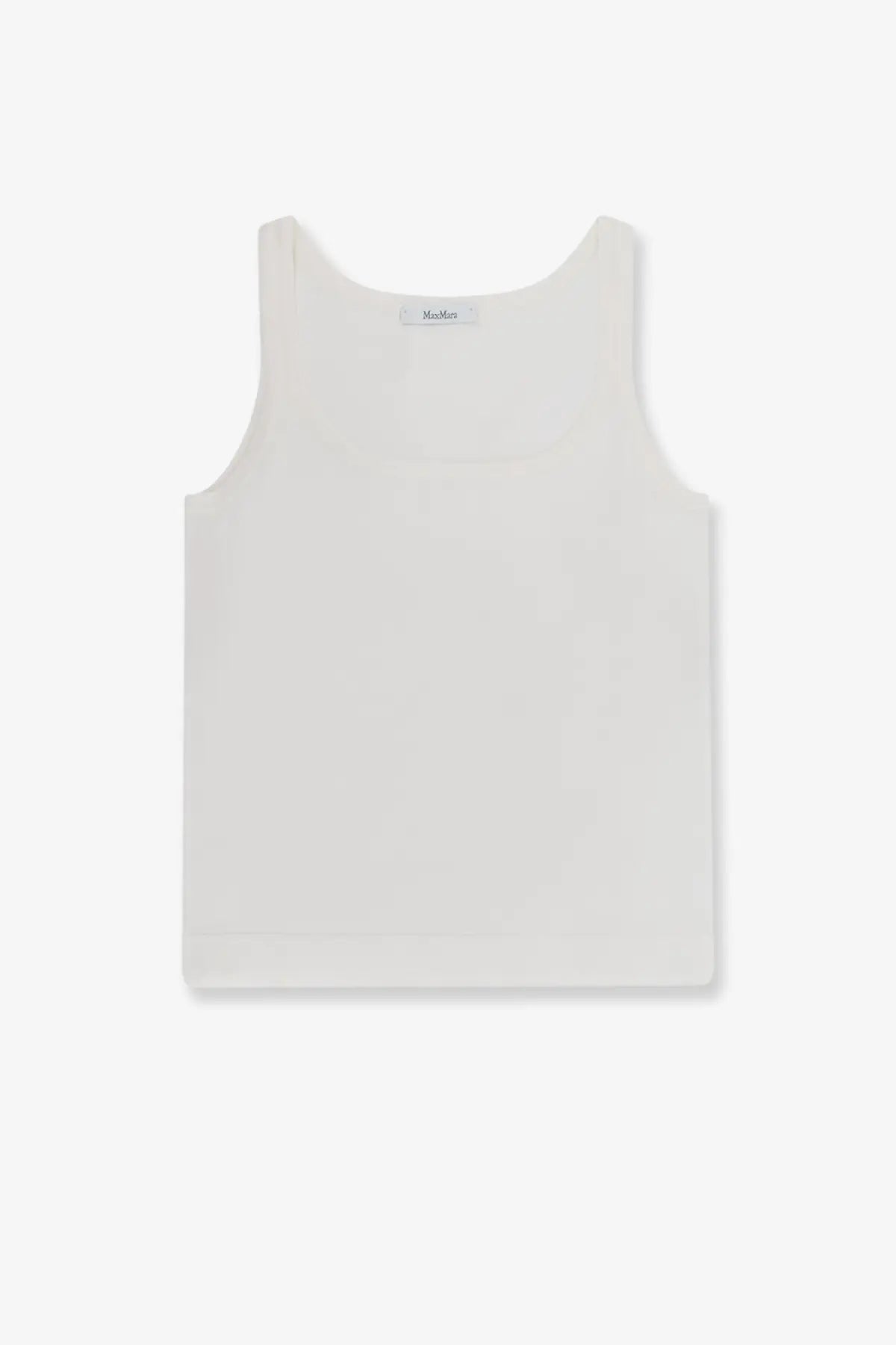 Max Mara women’s mxpumano white cotton tank top with a minimalist sleeveless design and soft smooth texture