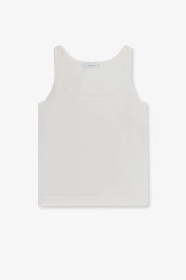 Max Mara women’s mxpumano white cotton tank top with a minimalist sleeveless design and smooth texture