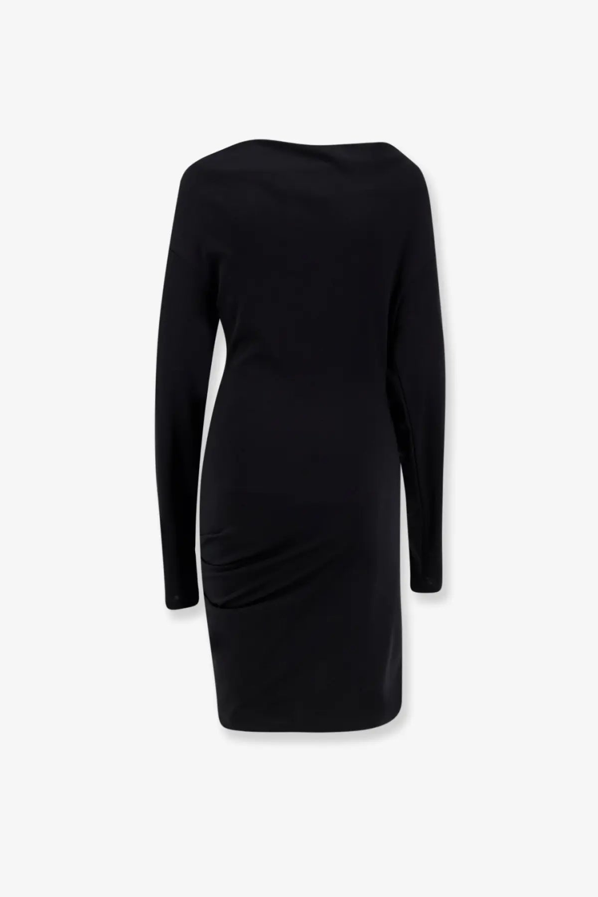 Max Mara women’s mxpumido black virgin wool long-sleeved fitted dress with subtle side seam detail