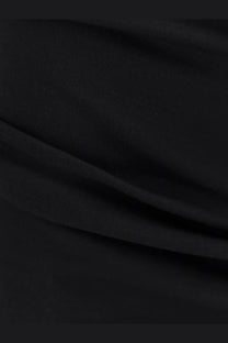 Max mara women’s mxpumido virgin wool dress black shown with smooth glossy black satin fabric and subtle sheen