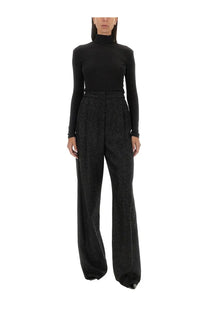 Black high-waisted wide-leg trousers by max mara with subtle textured pattern and tailored fit
