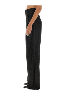 Max mara women’s navigli pants black wide-leg high waist trousers with subtle shimmering texture