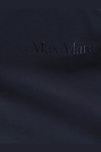Dark navy max mara women’s nerina cotton shirt featuring subtle embroidered logo on fabric
