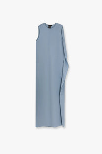 Max Mara women’s Odessa silk dress blue sleeveless light blue with subtle side slit and minimalist design