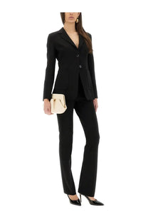 Black tailored blazer with notched lapels and three buttons from Max Mara womens pant Pantheon black collection