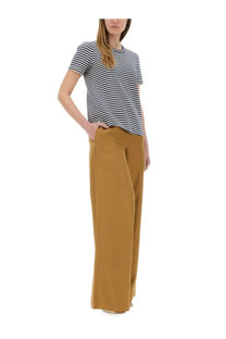 Max mara women’s wide-leg mustard-yellow pants made of smooth flowing fabric ideal for stylish comfort
