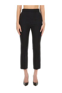 Max Mara women’s black high-waisted cropped trousers with sleek straight-leg cut for elegant wear
