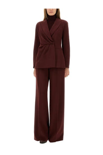 Maroon structured blazer with draped front and tailored fit from max mara women’s pants plava piano red collection