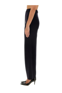 Black high-waisted straight-leg trousers with sleek fabric from max mara womens pants rino blue collection