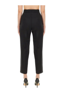 Black high-waisted tailored trousers with a straight-leg cut and cropped hem from Max Mara women’s pants verbano black
