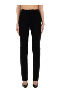 Max mara women’s black tailored trousers with a sleek straight-leg cut and classic waistband shown from the front