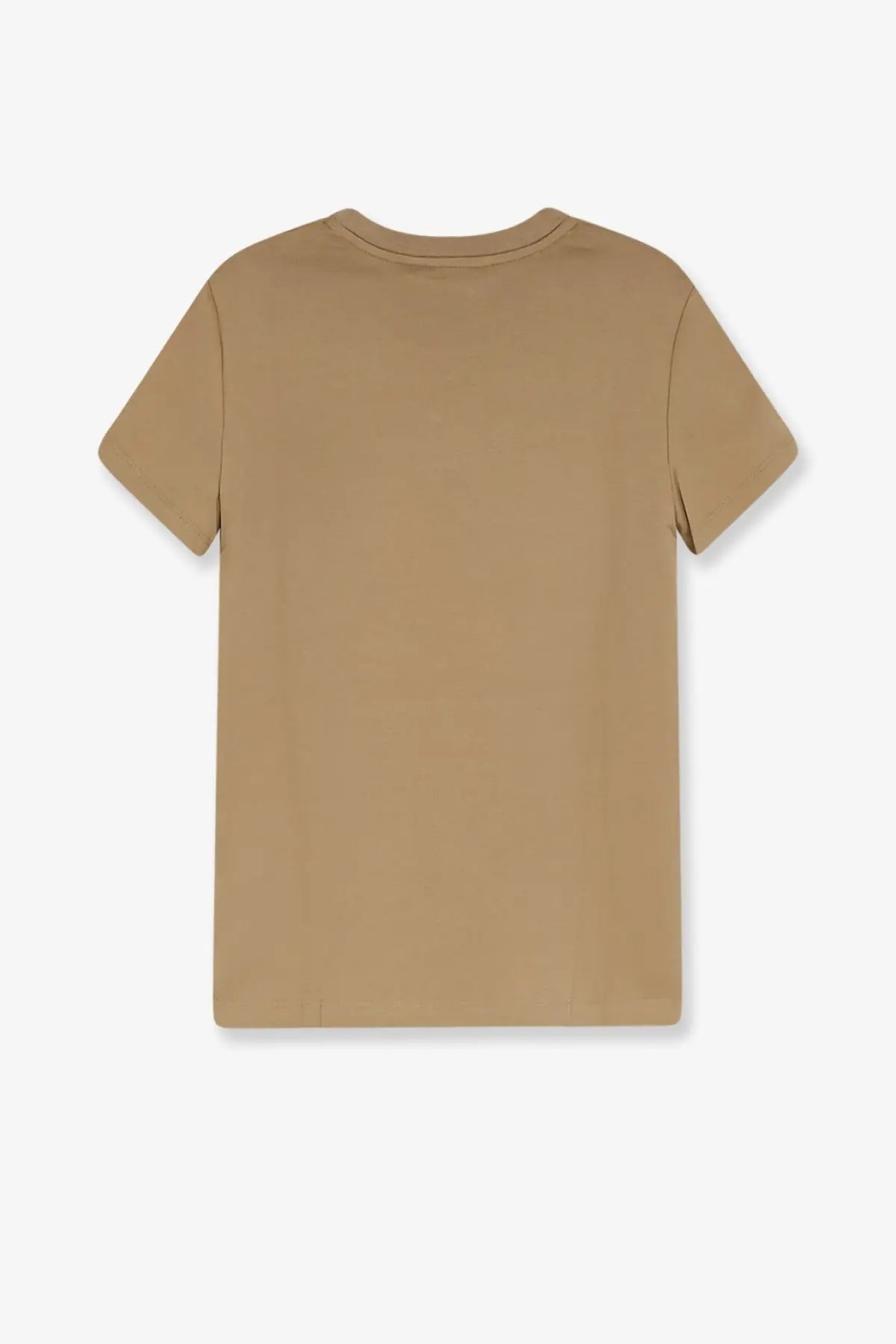 Max mara women’s papaia beige short-sleeved cotton shirt with crew neck and smooth lightweight fabric