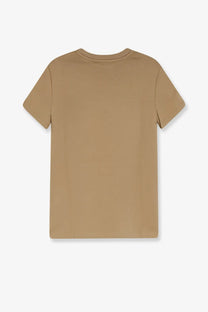 Max mara women’s papaia beige short-sleeved cotton shirt with crew neck and smooth lightweight fabric