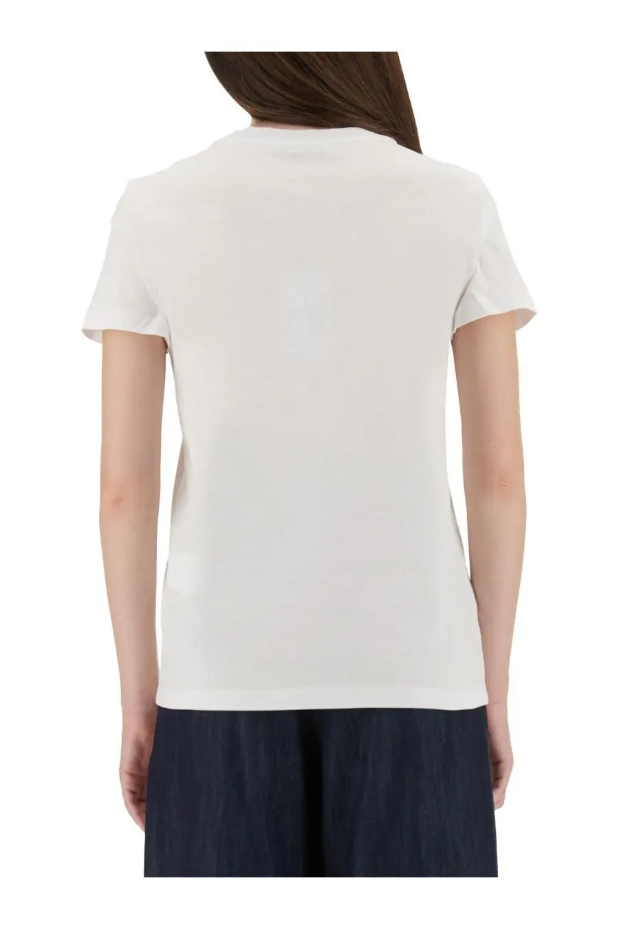 Max mara women’s papaya shirt white made of white cotton with a simple crew neck and short sleeves