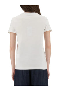 Max mara women’s papaya shirt white made of white cotton with a simple crew neck and short sleeves