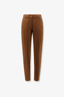 Brown sleek high-waisted max mara women’s pegno trousers in beige viscose blend with tailored fit