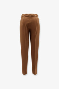 Max Mara women’s pegno trousers in beige viscose blend with sleek high-waisted tailored fabric and vertical seams