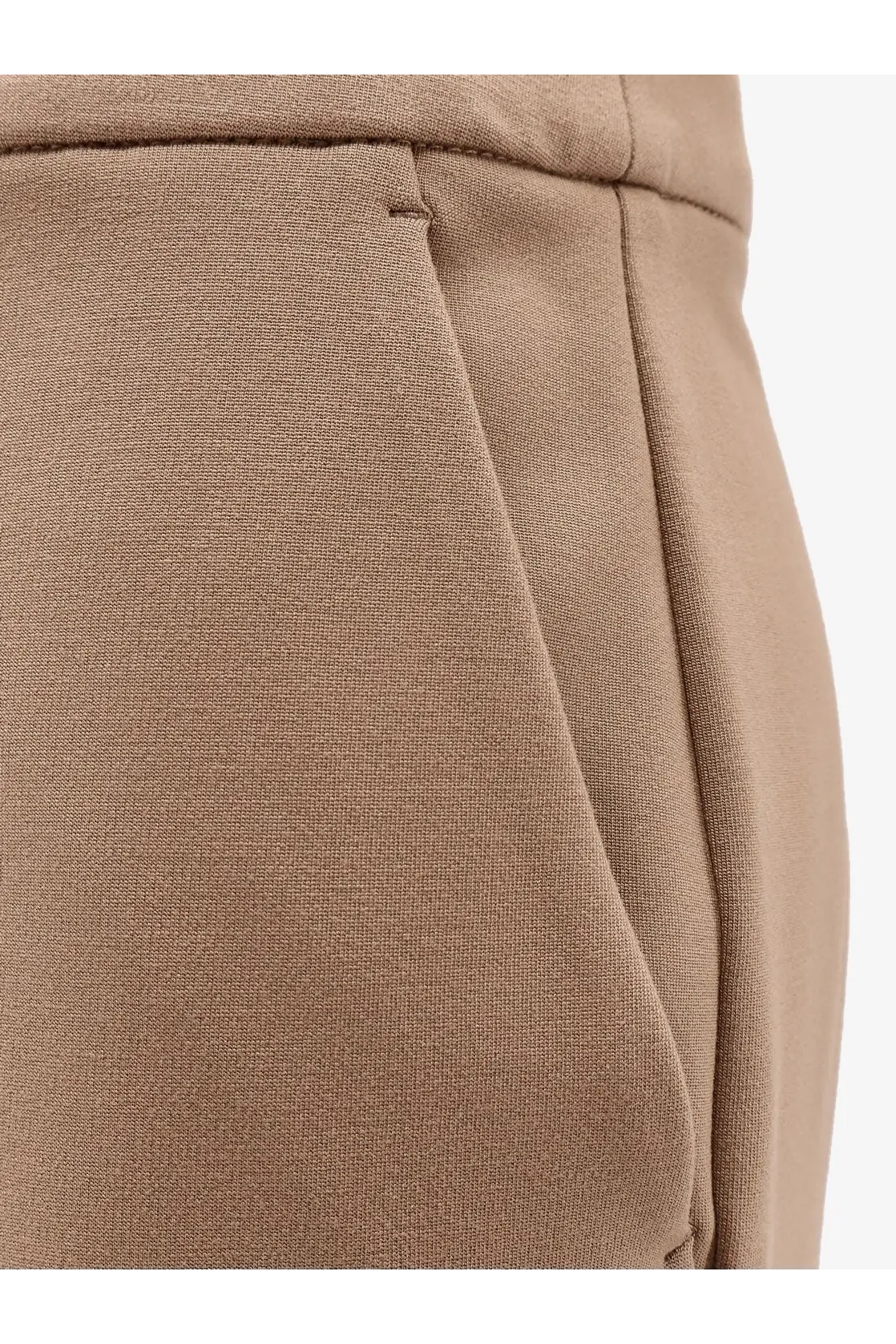 Max mara women’s pegno viscose blend trousers in beige with tan textured fabric and structured seam detailing